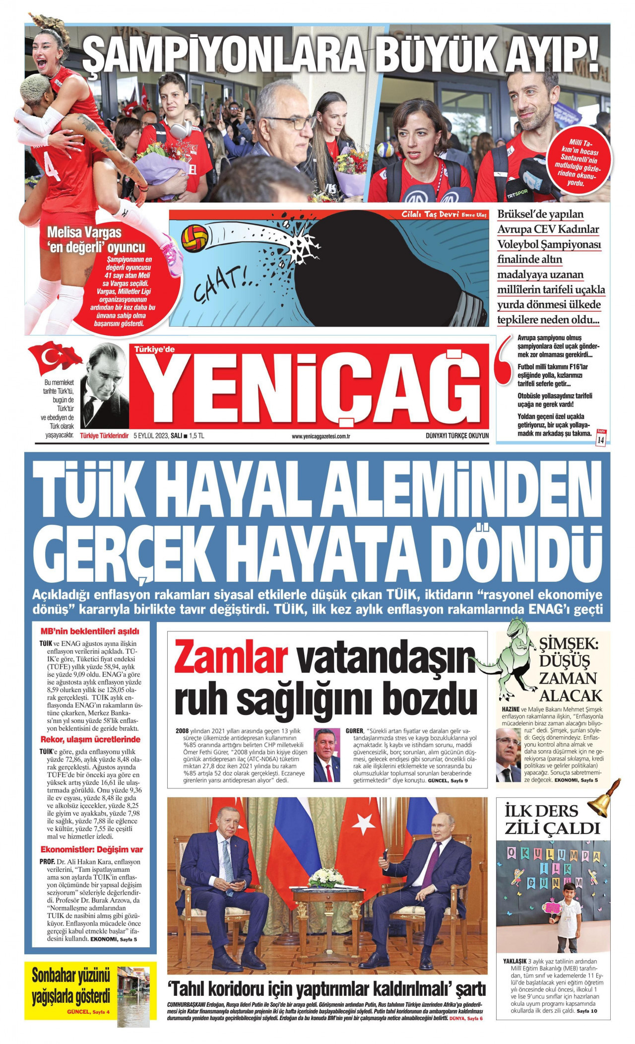 Yeniçağ Gazetesi Yeniçağ Manşet Oku Haberler 05 Eylül 2023