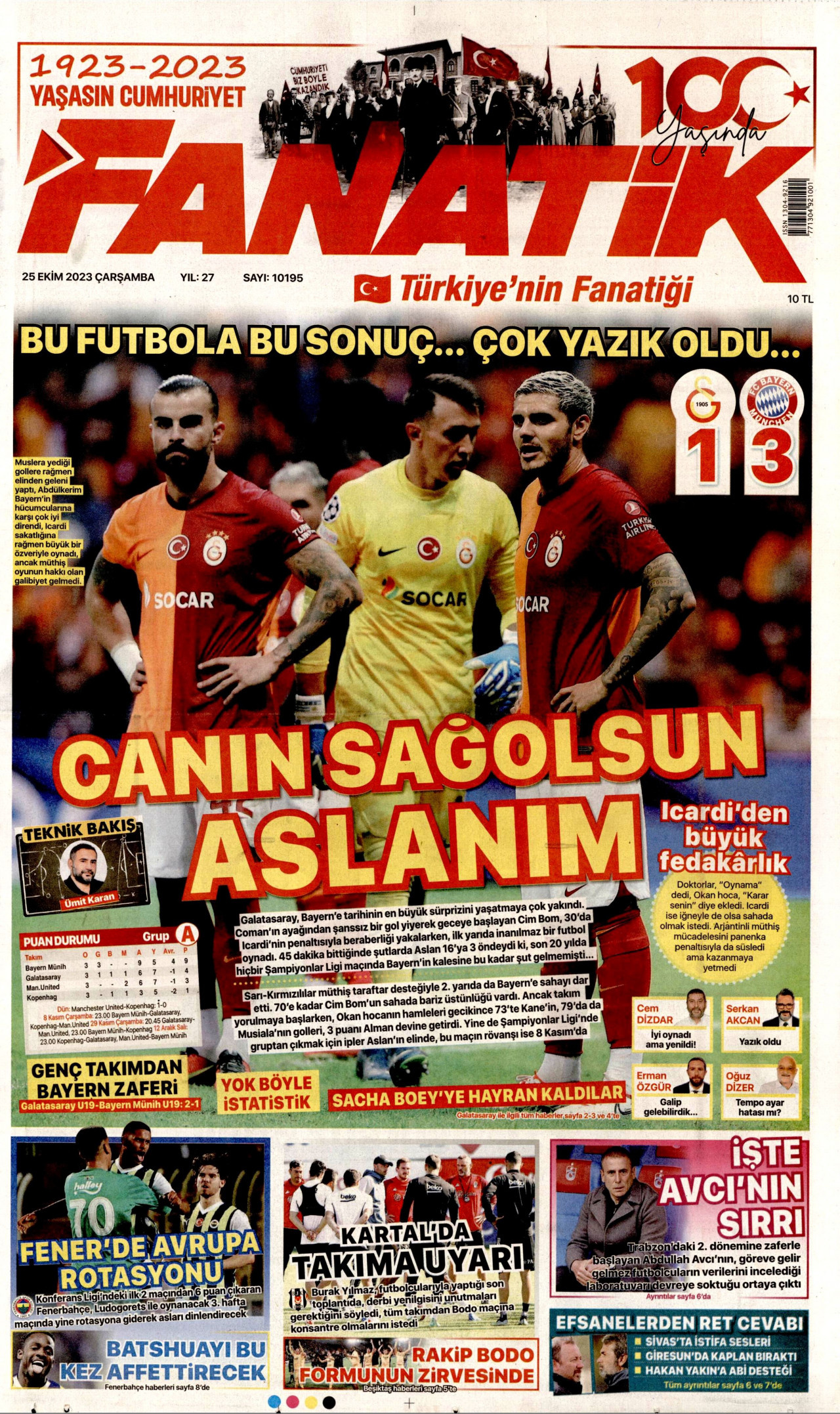 Fanatik Gazetesi Fanatik Manşet Oku Haberler 25 Ekim 2023