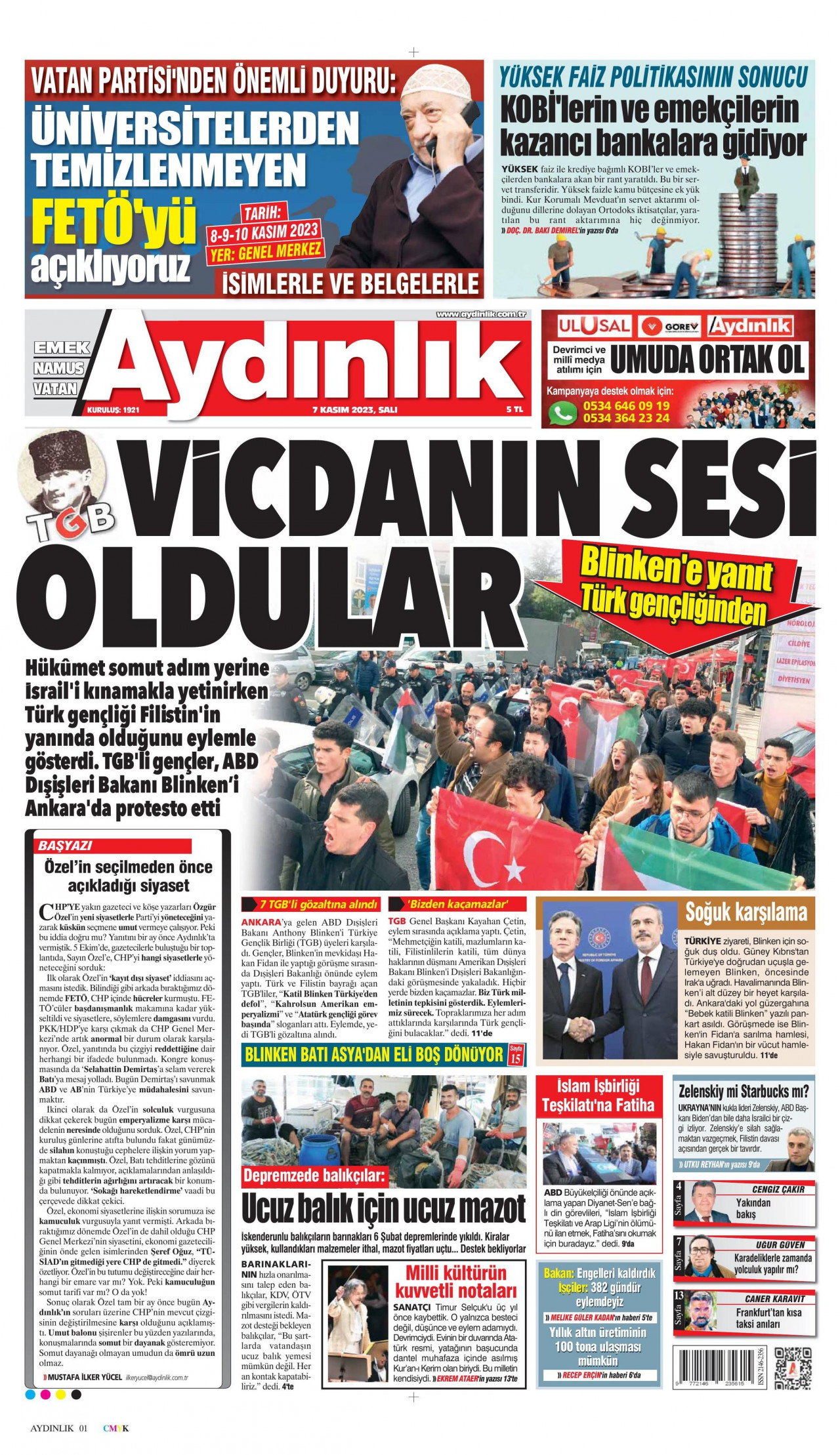 Aydınlık Gazetesi Aydınlık Manşet Oku Haberler 07 Kasım 2023