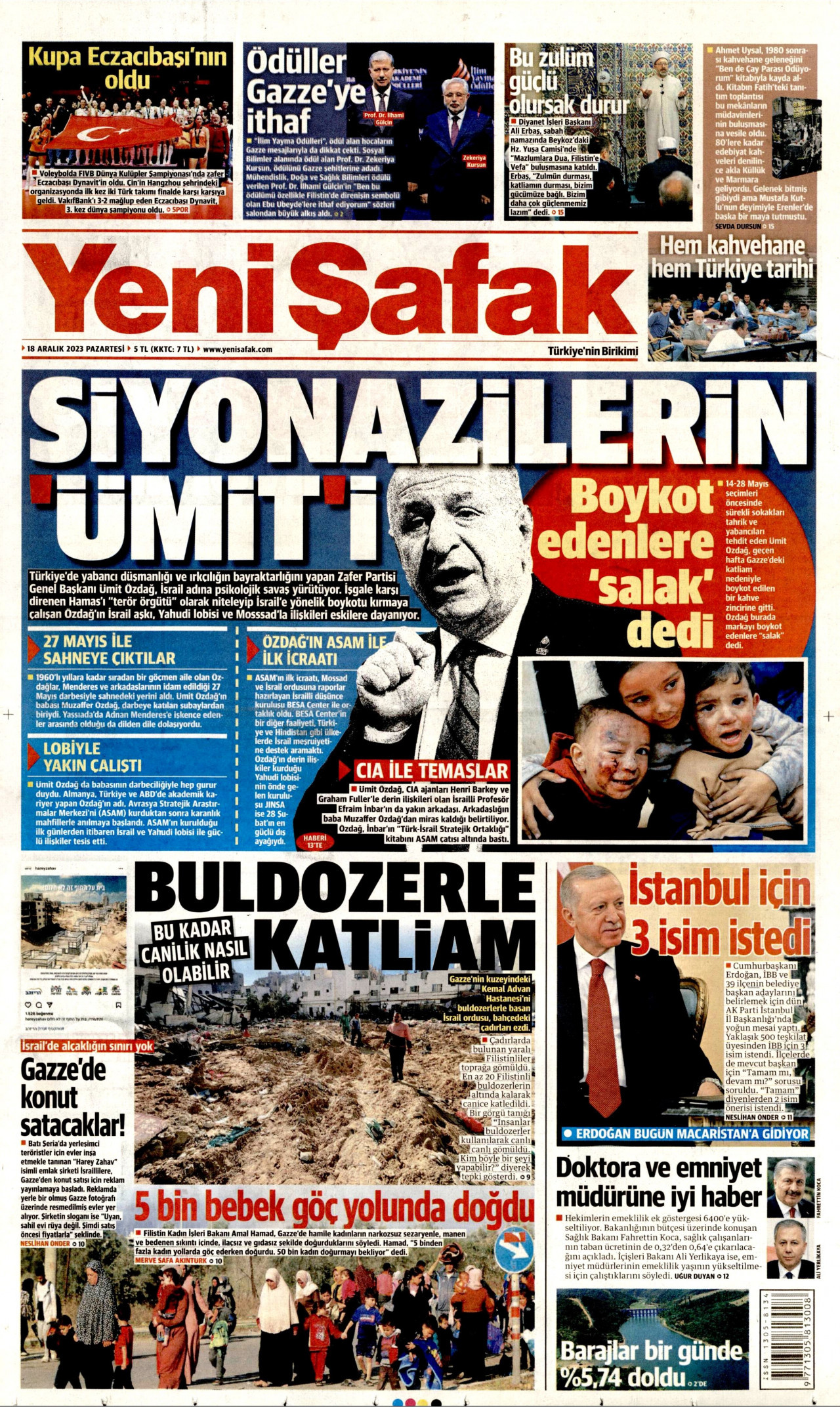 Yeni Şafak Gazetesi Yeni Şafak Manşet Oku Haberler 18 Aralık 2023