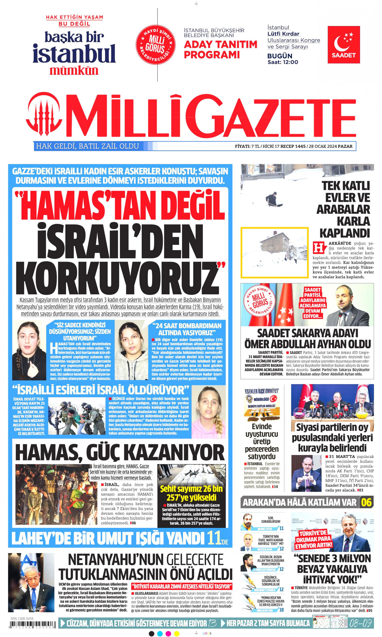 Milli Gazetesi Milli Manşet Oku Haberler 28 Ocak 2024