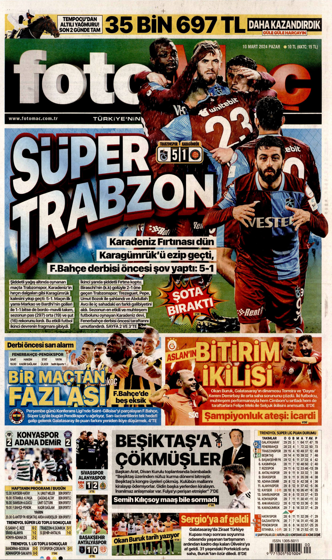 Fotomaç Gazetesi Fotomaç Manşet Oku Haberler 10 Mart 2024