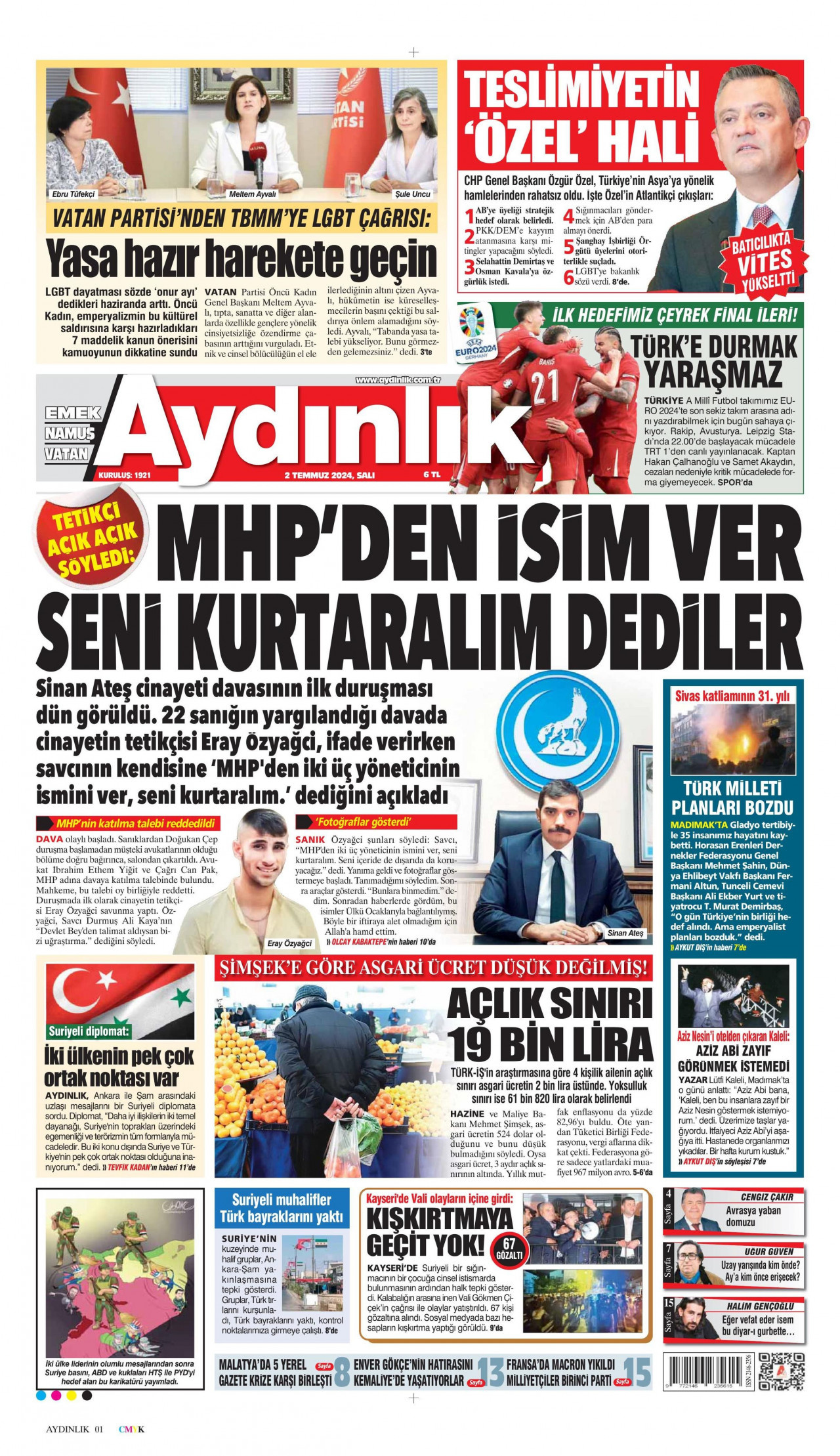 Aydınlık Gazetesi Aydınlık Manşet Oku Haberler 02 Temmuz 2024