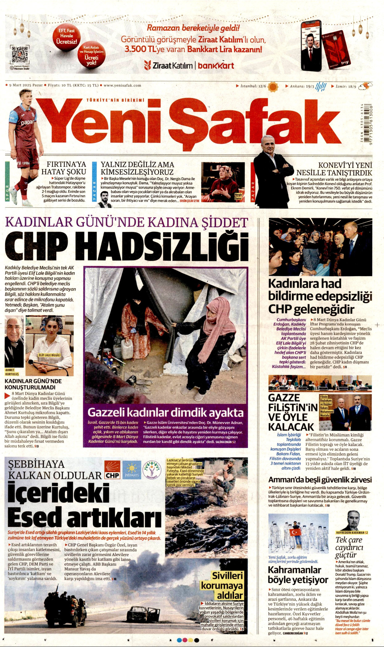 Yeni Şafak Gazetesi Yeni Şafak Manşet Oku Haberler 09 Mart 2025