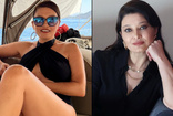 Tatil yapan Nurgül Yeşilçay'dan bir garip poz: Merdivene sere serpe uzandı