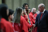 Cumhurbaşkanı Erdoğan madalya kazanan sporcuları külliyede kabul etti