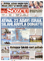 Sözcü · 14 Eylül 2026 ilk sayfası
