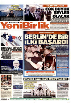 YENİBİRLİK gazetesi ilk sayfası