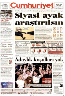 CUMHURİYET gazetesi ilk sayfası