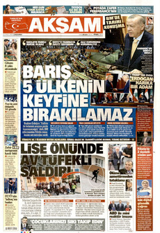 AKŞAM gazetesi ilk sayfası