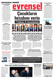 EVRENSEL gazetesi ilk sayfası