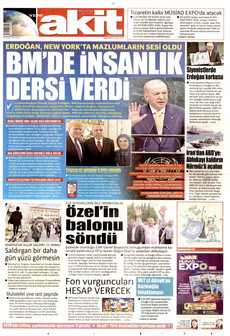 YENİ AKİT gazetesi ilk sayfası