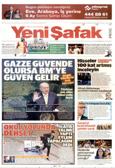 YENİ ŞAFAK gazetesi ilk sayfası