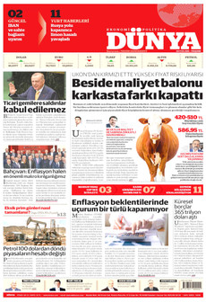 DÜNYA gazetesi ilk sayfası