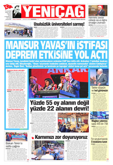 YENİÇAĞ gazetesi ilk sayfası