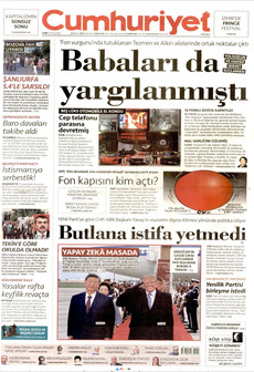 CUMHURİYET gazetesi ilk sayfası