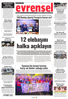 EVRENSEL gazetesi ilk sayfası