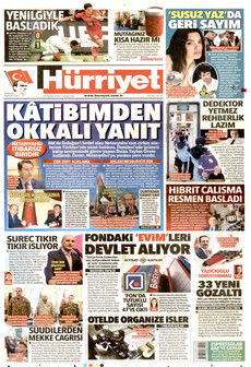 HÜRRİYET gazetesi ilk sayfası