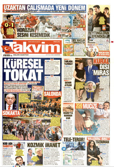 TAKVİM gazetesi ilk sayfası