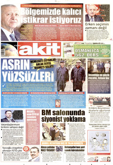 YENİ AKİT gazetesi ilk sayfası