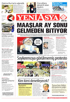 YENİ ASYA gazetesi ilk sayfası