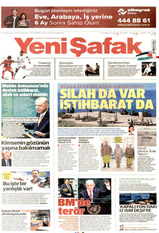 YENİ ŞAFAK gazetesi ilk sayfası