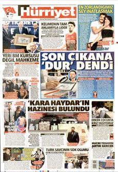 HÜRRİYET gazetesi ilk sayfası