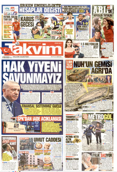 TAKVİM gazetesi ilk sayfası
