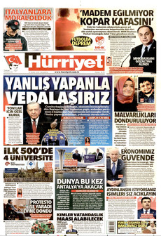 HÜRRİYET gazetesi ilk sayfası
