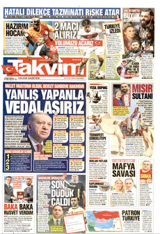 TAKVİM gazetesi ilk sayfası