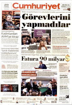 CUMHURİYET gazetesi ilk sayfası