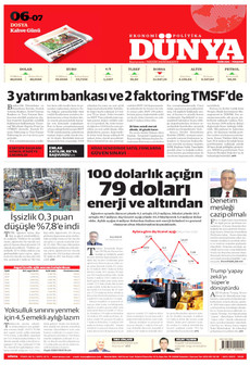 DÜNYA gazetesi ilk sayfası