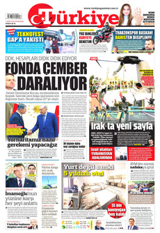 TÜRKİYE GAZETESİ gazetesi ilk sayfası