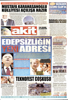 YENİ AKİT gazetesi ilk sayfası