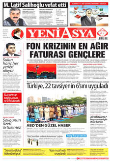 YENİ ASYA gazetesi ilk sayfası