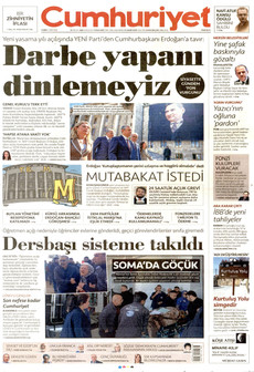 CUMHURİYET gazetesi ilk sayfası