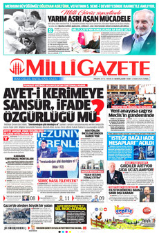 MİLLİ GAZETE gazetesi ilk sayfası