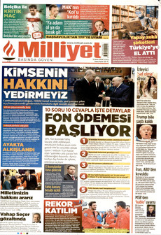 MİLLİYET gazetesi ilk sayfası