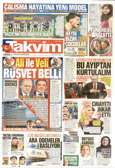 TAKVİM gazetesi ilk sayfası