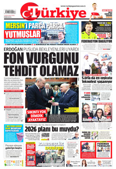 TÜRKİYE GAZETESİ gazetesi ilk sayfası
