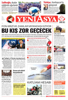 YENİ ASYA gazetesi ilk sayfası