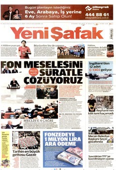YENİ ŞAFAK gazetesi ilk sayfası