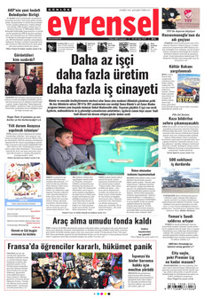 EVRENSEL gazetesi ilk sayfası