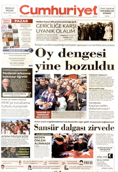 CUMHURİYET gazetesi ilk sayfası