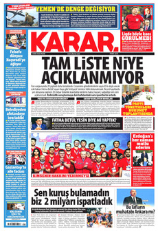 KARAR gazetesi ilk sayfası