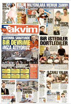 TAKVİM gazetesi ilk sayfası