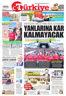 TÜRKİYE GAZETESİ gazetesi ilk sayfası
