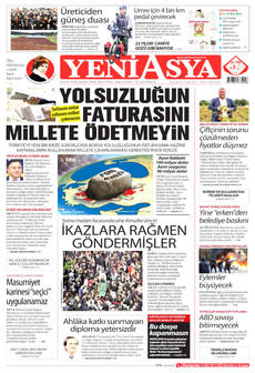 YENİ ASYA gazetesi ilk sayfası