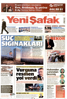 YENİ ŞAFAK gazetesi ilk sayfası