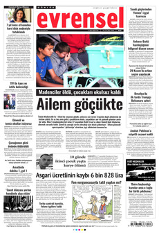 EVRENSEL gazetesi ilk sayfası